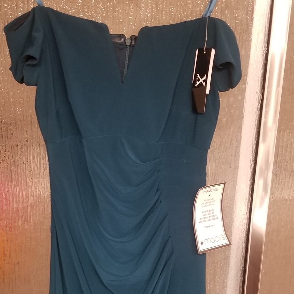 *NWT* size 6 off the shoulder X by Xscape dark teal dress